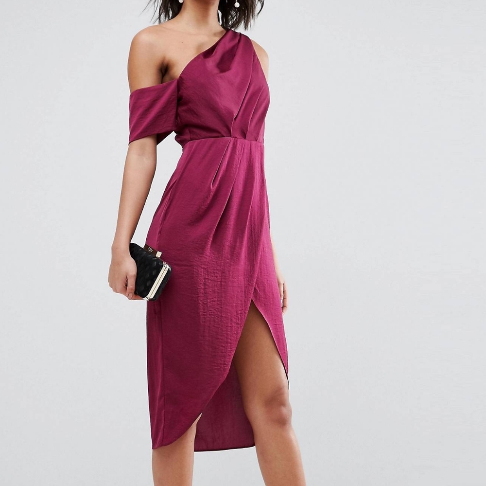 ASOS Hammered Satin Pencil Midi Dress
